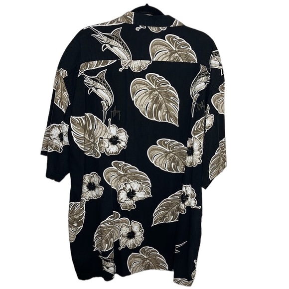 Guy Harvey Black Hawaiian Marlin Button Shirt Men's Size 2X - Picture 4 of 4